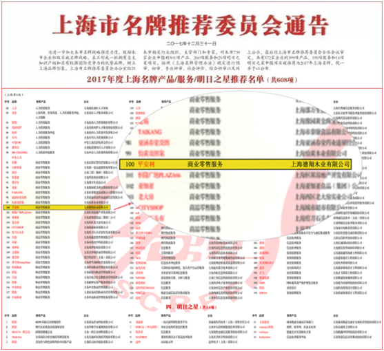 平安樹(shù)品牌榮獲“2017年度上海名牌”榮譽(yù)稱號(hào)